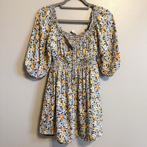 American Eagle Outfitters Dresses & Skirts - American Eagle Floral Mini Dress XS Puff Sleeve Smocked Boho Dress